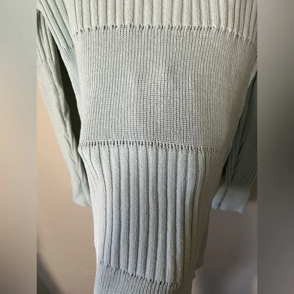 TheOpen Product Blue V Neck Ribbed Sweater Bell Sleeves Women's Size S - Picture 11 of 13